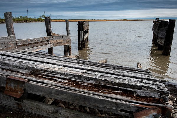 Wooden pier of the former Hecla Island Ferry