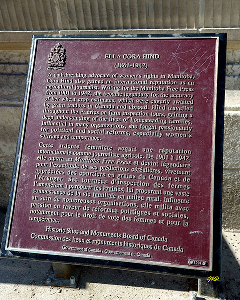 Ella Cora Hind commemorative plaque