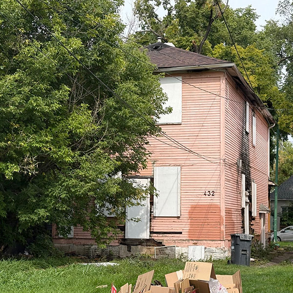 Rear of the Hirsh Fourplex B after a fire