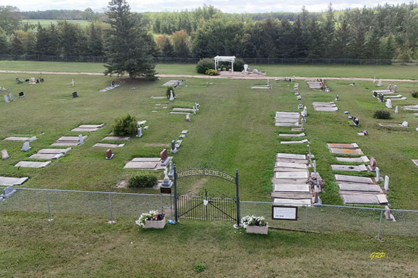 Aerial view of the Hodgson Cemetery