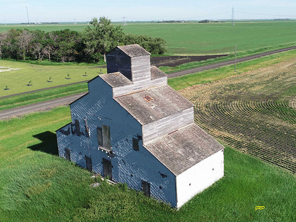 Aerial view of the Hoffman family grain elevator and mill