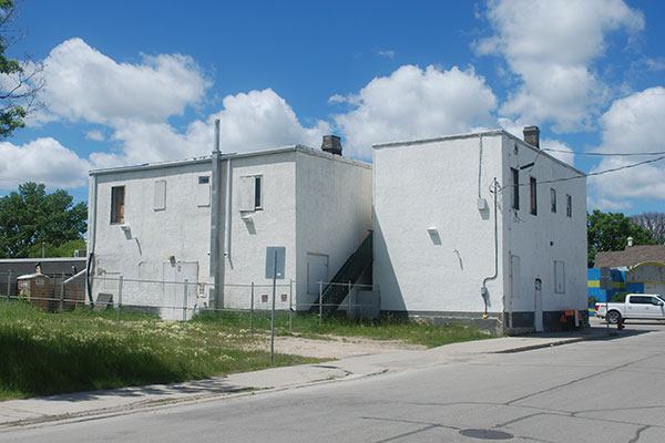 Rear view of the Howard Apartments