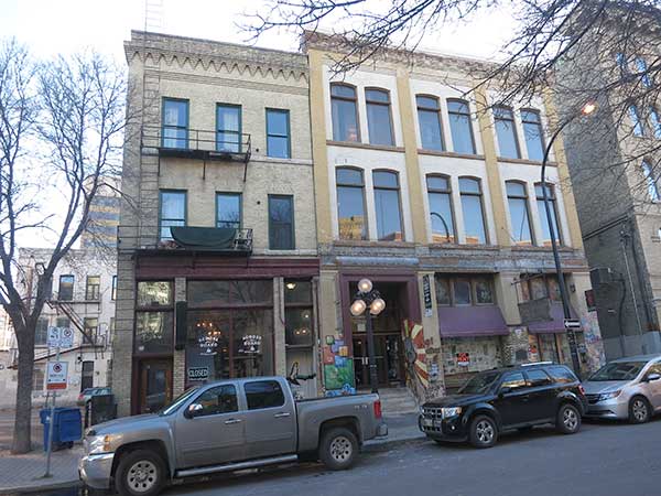 The former Imperial Dry Goods Block, on right