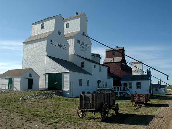 The former Manitoba Pool grain elevators at Inglis shortly after their transfer to United Grain Growers