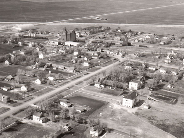 Aerial view of Letellier with Inverness School in the lower, right foreground