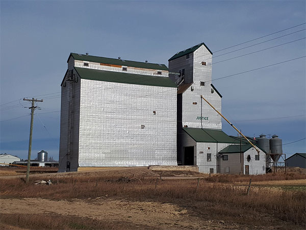 The former Manitoba Pool grain elevator at Justice