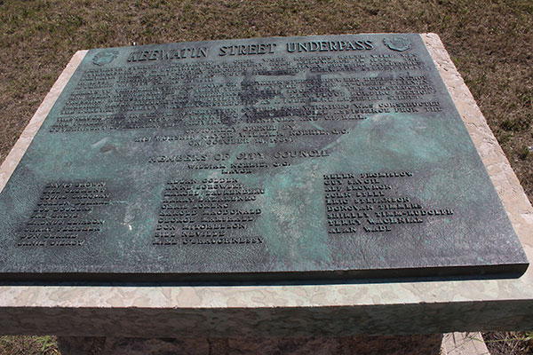 Keewatin Street Underpass commemorative plaque