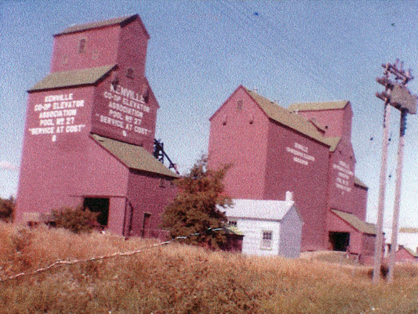 Manitoba Pool B (left) and A (right) grain elevators at Kenville
