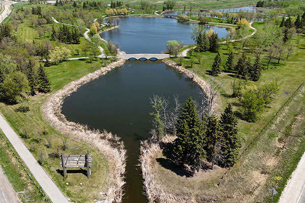 Aerial view of Kil-cona Park and Kil-cona Park Bridges