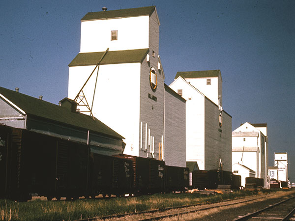 Manitoba Pool grain elevator A at Killarney, with Pool B, UGG, and Paterson elevators in the background