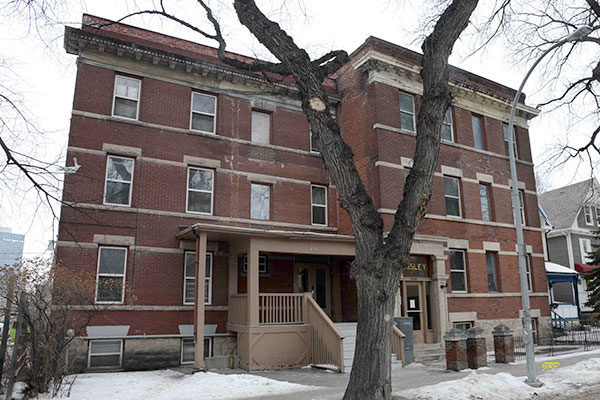 Hebb Apartments on left