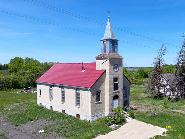 Aerial view of the former Sts. Peter and Paul Roman Catholic Church at Ladywood