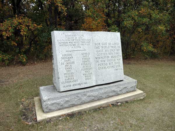 Commemorative marker within the LaSalle Mennonite Cemetery