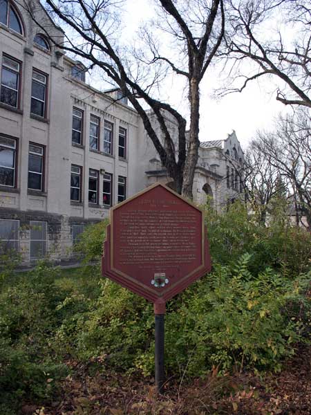 Commemorative plaque for Lillian Beynon Thomas on the school grounds