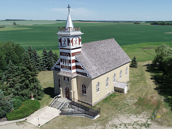 Aerial view of Our Lady of Assumption Roman Catholic Church