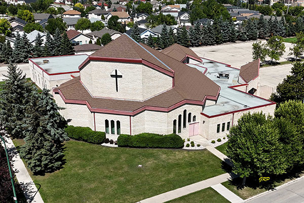 Aerial view of Mary, Mother of the Church