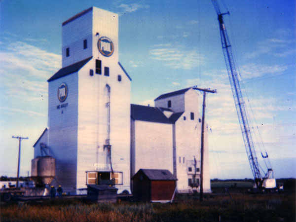 Manitoba Pool grain elevator at McAuley under renovation