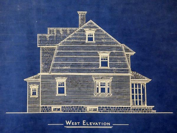 Architectural plan for the west elevation of the McMurray House