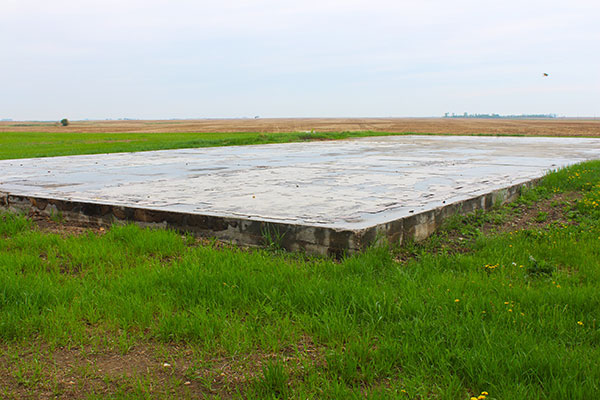 Concrete foundation of the former Medora School building
