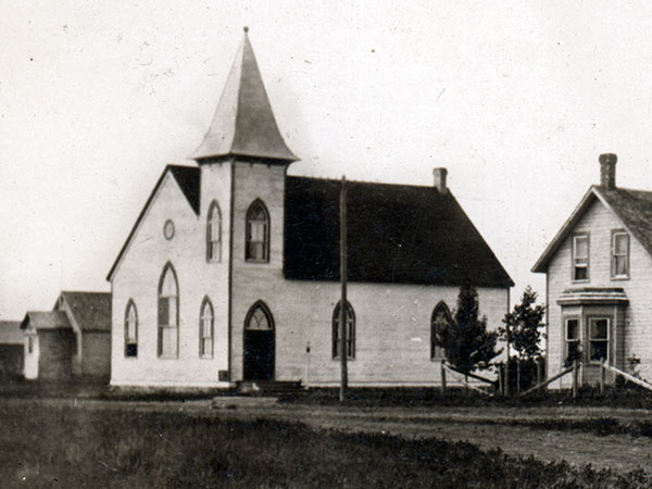 Postcard view of Medora Methodist Church
