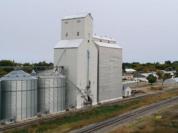 Aerial view of the former United Grain Growers grain elevator at Melita