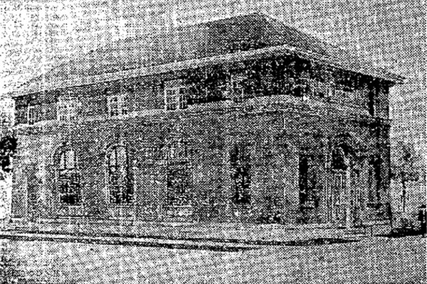 Architectural plan for the Merchants Bank Building on Main Street