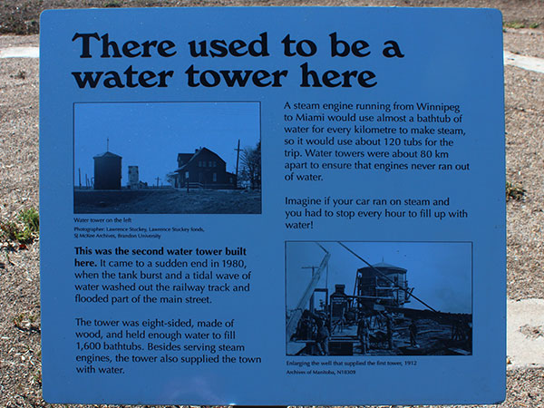 Interpretive sign for the former CNR water tower at Miami