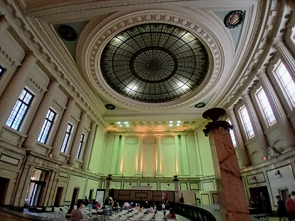 Ceiling in the banking hall of the Millennium Centre