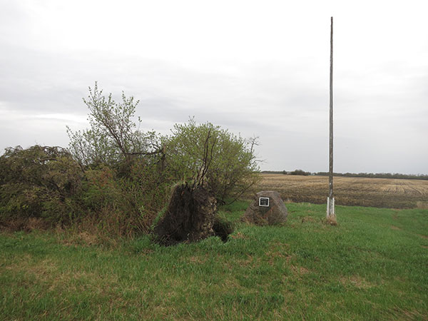 Million School commemorative monument and flagpole