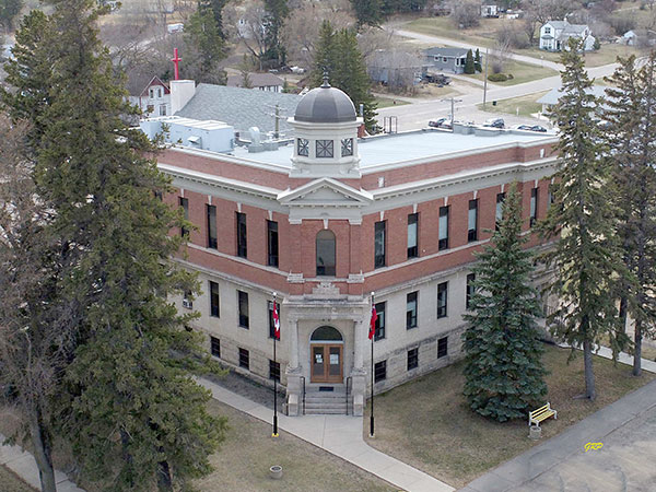 Aerial view of the Minnedosa Court House