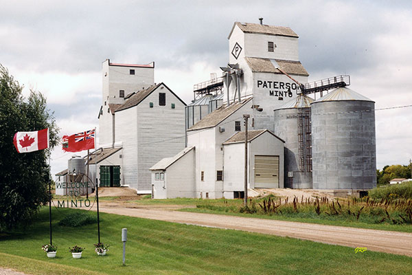 Former Paterson grain elevator at Minto with the former Manitoba Pool grain elevator at the left