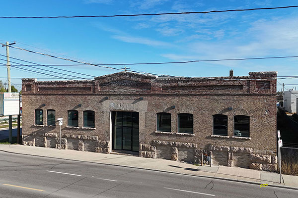 Aerial view of the former Canadian Moline Plow Building