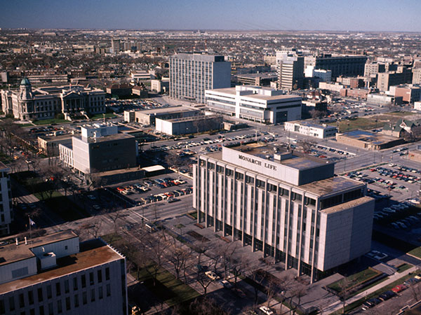 Aerial view of the Monarch Life Building