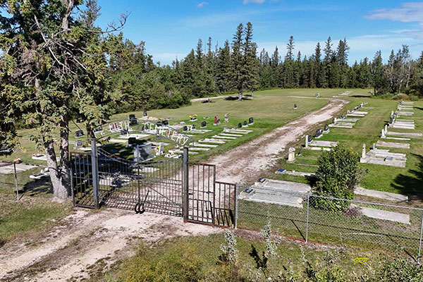 Aerial view of the Moosehorn Lutheran Cemetery