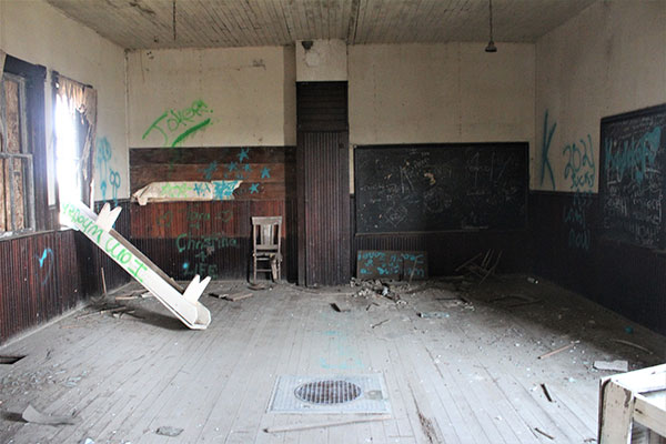 Vandalized interior of Mowbray School