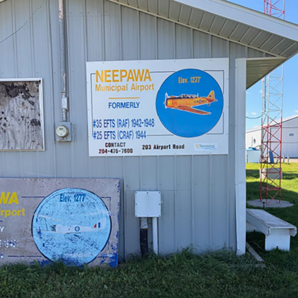 Commemorative sign for No. 26 Elementary Flying Training School at the Neepawa Airport