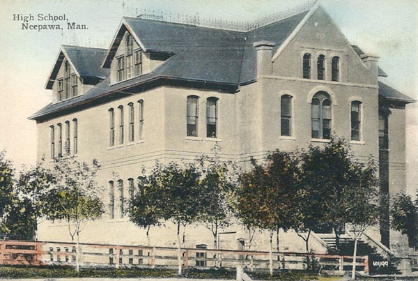 Postcard view of Neepawa High School