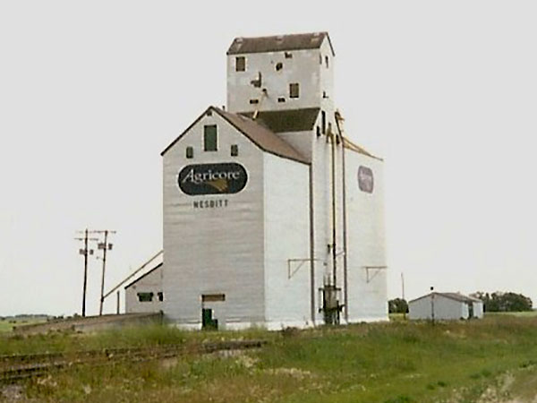 Former Manitoba Pool grain elevator B after its move to Nesbitt