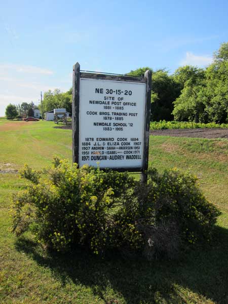 Newdale Post Office commemorative sign
