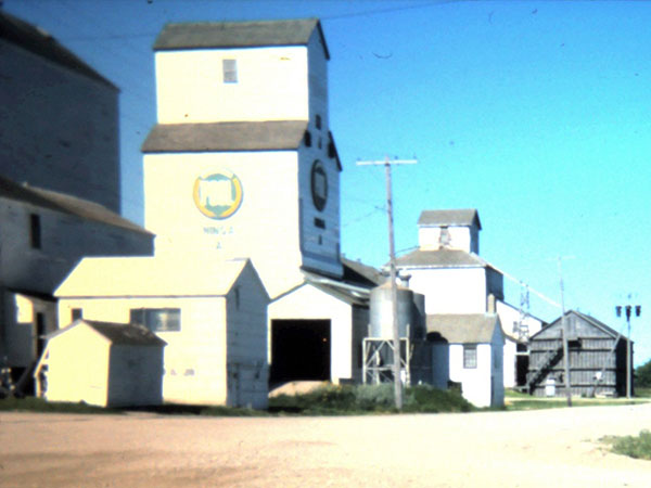 Manitoba Pool Elevator A at Ninga, destroyed by fire in December 1979