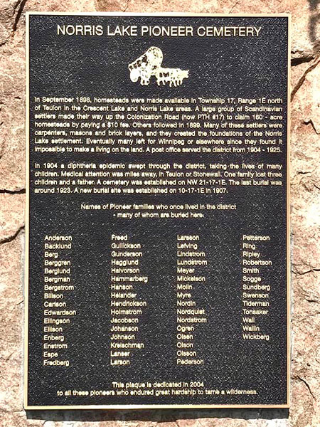 Norris Lake Pioneer Cemetery plaque