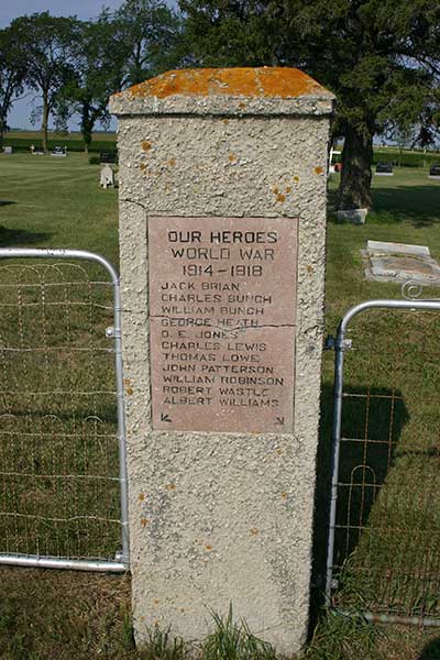 First World War commemorative plaque at the cemetery
