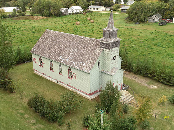 Aerial view of the former St. Catherine Roman Catholic Church