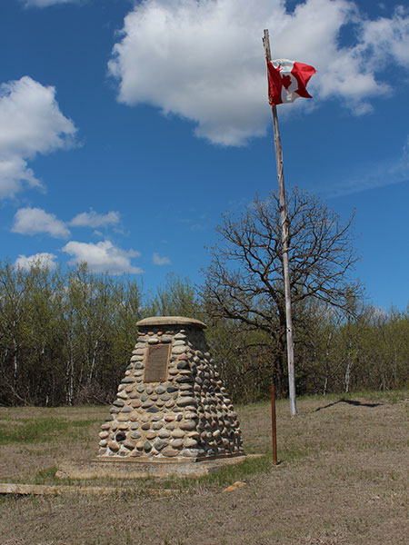Pioneer commemorative monument in Oak Lake Cemetery