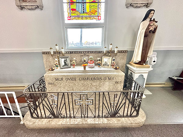 Sarcophagus of Father Ovide Charlebois inside Our Lady of the Sacred Heart Cathedral