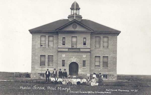 Postcard view of the Pilot Mound School