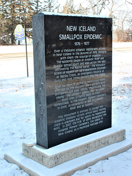 Smallpox commemorative monument in the Gimli Icelandic Pioneer Cemetery