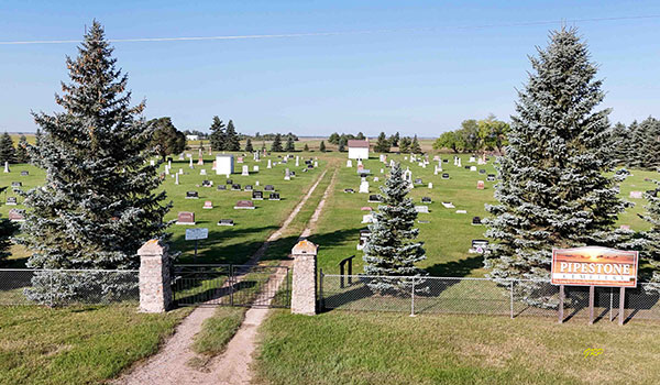 Aerial view of the Pipestone Cemetery