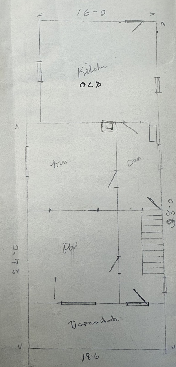 Architectural plan for the main floor of the Pollock House