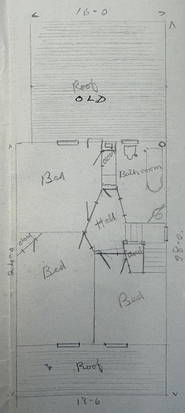 Architectural plan for the second floor of the Pollock House